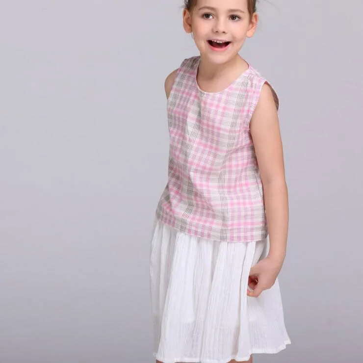 Новая летняя плиссированная юбка для девочек длинная юбка детская одежда Пляжная стильная детская одежда серый/белый
