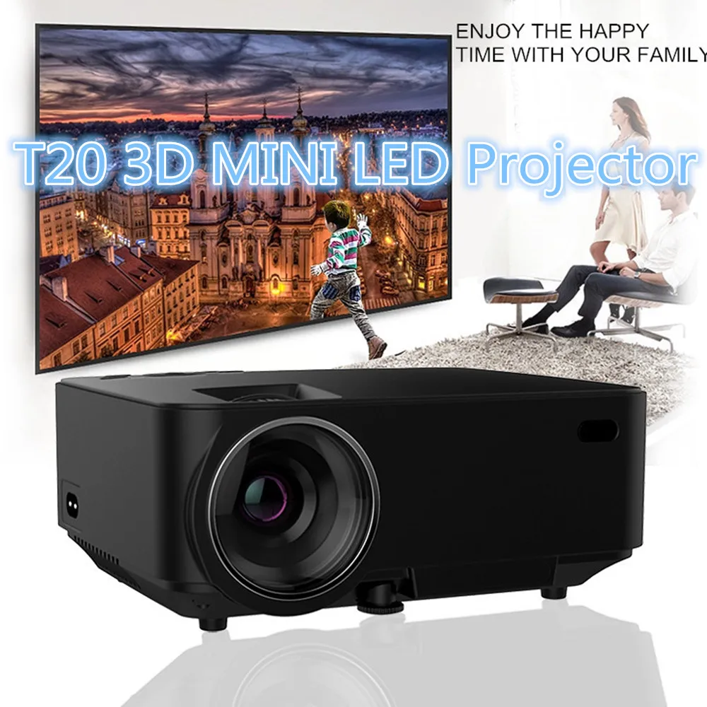 t20 3D MINI Portable LED Projector 800*480 1000 Lumens Video Games TV