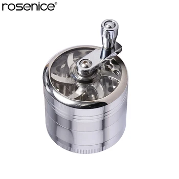 

4 Layers Tobacco Spice Grinder Herb Weed Grinder with Mill Handle Silver Kitchen Accessories Gadget Cooking Tools Hot Sale