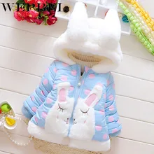 WEPBEL/новая зимняя куртка с кроликом для девочек; Верхняя одежда для маленьких детей; модные милые пальто с героями мультфильмов; плотные теплые куртки