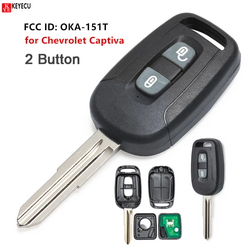 

Keyecu New Remote Key Fob 2 Button 433MHz ID46 Chip for Chevrolet Captiva 2008 2009 2010 2011 2012 2013
