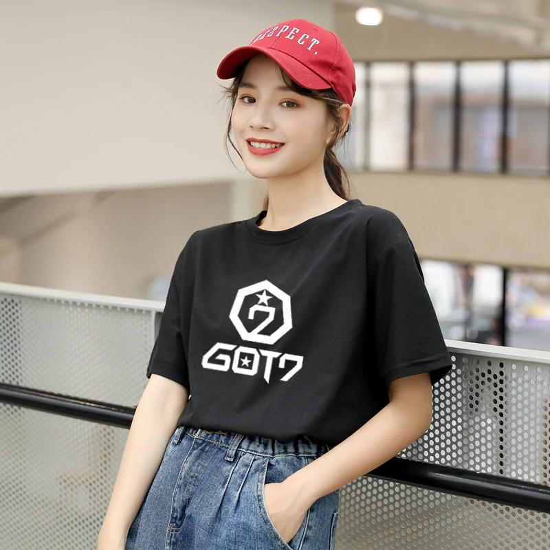 

Korean Ulzzang Got7 Kpop Tshirt Women Short Sleeve Loose Summer Streetwear Harajuku Tumblr Cotton T Shirt Female Casual Tops Tee