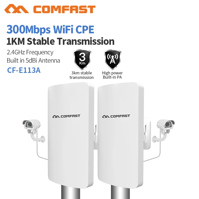 2pcs 1 3KM Long Range Outdoor CPE 300Mbps Wireless Access Point Bridge