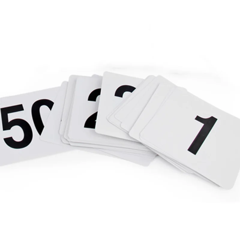

White Plastic Table Marker Number Cards 1-100 Black on White Table Numbers Wedding Restaurant Bar for Banquets or Poker Tables