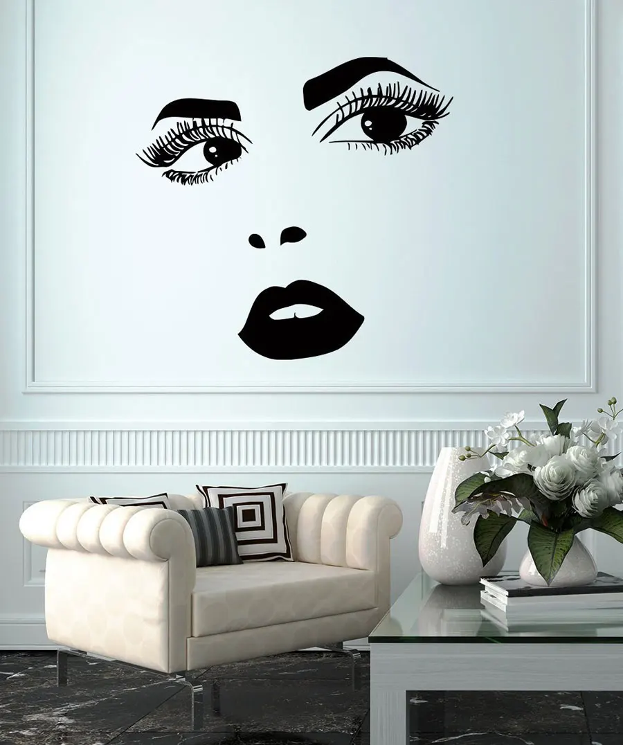 

Beauty salon applique, vinyl decorative wall stickers, fashion woman face home decoration MF12