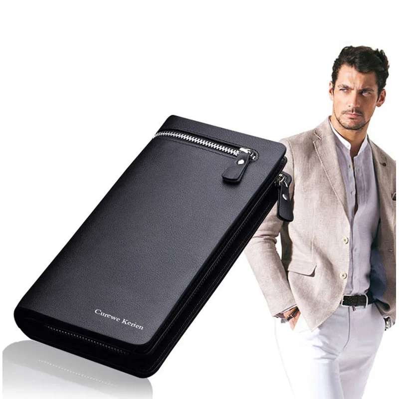 

ew PU leather long cash wallet leather spot large capacity multi-function men's clutch bag receipt clip high quality wallet coin