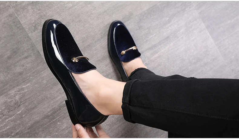 Mens Casual Shoes' Loafers Slip-On Men Shoes Luxury Brand Big Size 12 PU Patent Leather Men Loafer Shoes Black Driving Shoe New  (7)