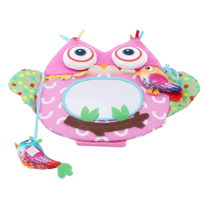 Infant Soft Plush Mirror Rattle Toys Baby Elephant Owl Hanging Bed