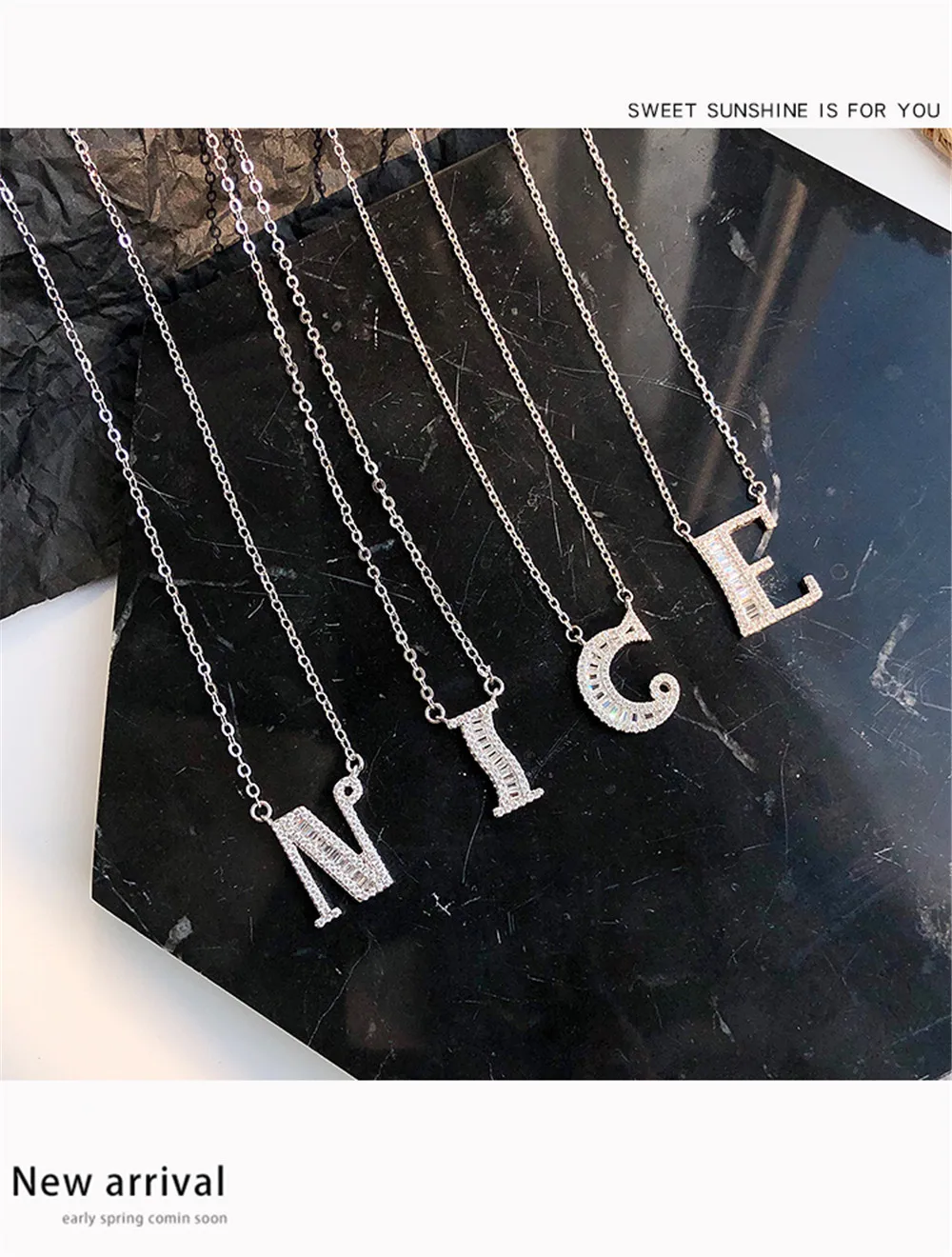 YUN RUO, кубический цирконий, 26 букв, алфавит, кулон, ожерелье, серебряный цвет, модные ювелирные изделия, подарок на день рождения, для женщин, Прямая поставка
