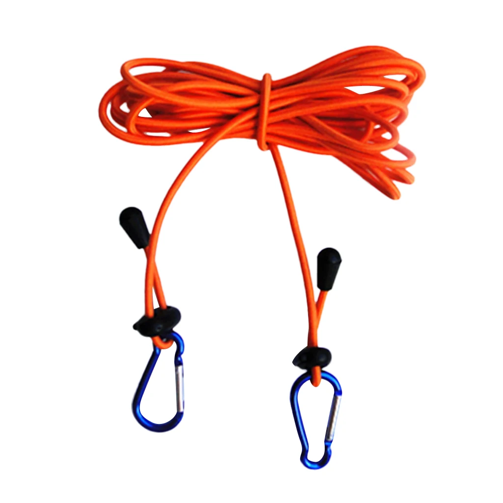 4mm 12' Kayak Canoe Tow Line Leash Lanyard with 2 Carabiner Clips for Camping Climbing Hiking Raftin Boating Surfing Accessory