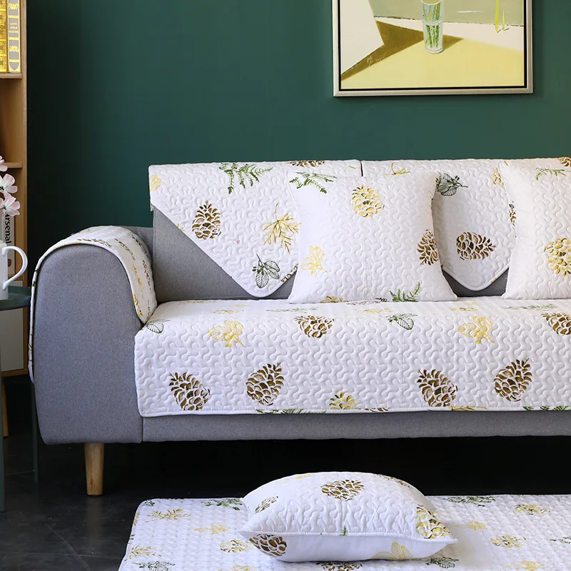 

Nordic Pine Cone Forest Sofa Cover Cotton Non-Slip Sofa Towel Chair Covers Mats Living / Drawing Room L-Shaped