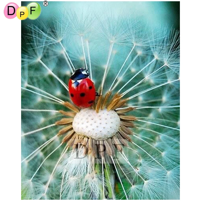 

DPF DIY diamond painting Ladybug and dandelion diamond embroidery 3D mosaic kit full square Rhinestone crafts home wall painting