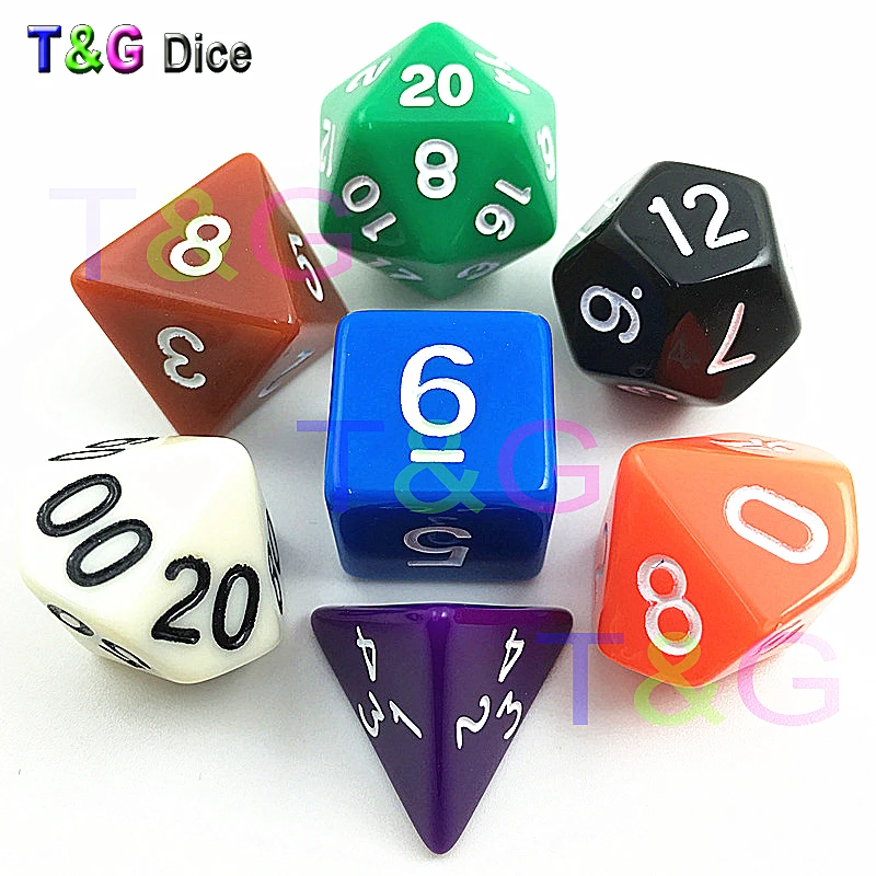 High Quality Random Colorful Dice Set of D4 D20 with 4 Different Styles