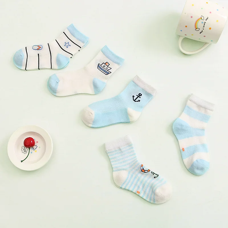 2016-new-summer-hot-sale-thin-section-mesh-socks-high-quality-blue-anchor-boys-and-girls