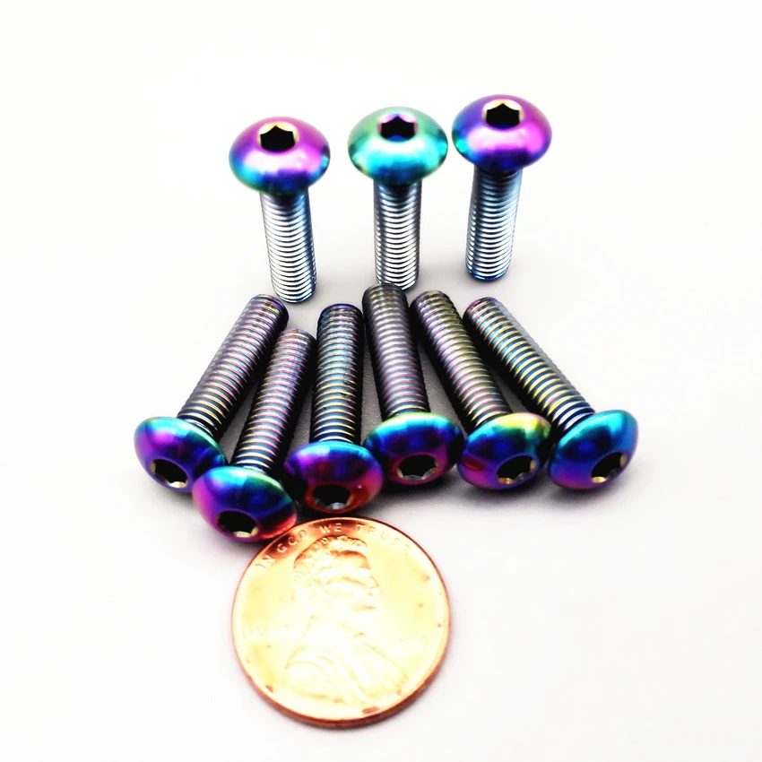 Titanium bolts M6 x16/ 20mm M6 Multiple color Round Truss Headed