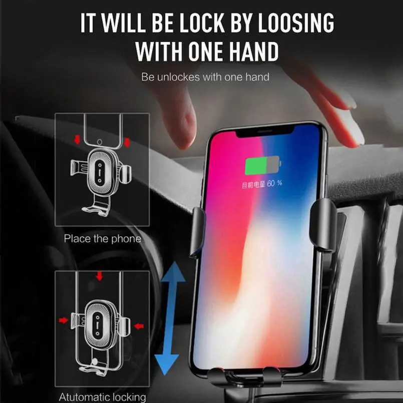 

Qi Wireless Fast Charger Car Charging CD Slot Mount Holder For iPhone X Samsung