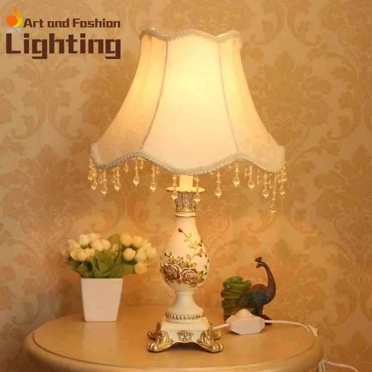 

Luxury white palace table lamp resin carved decorative light AJ06