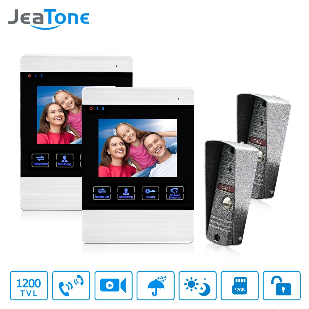 JeaTone 4 Inch Color Screen Display Monitor Picture and Video Record Video Door Phone Intercom HD Doorbell Camera Night Vision JeaTone 4 Inch Color Screen Display Monitor Picture and Video Record Video Door Phone Intercom HD Doorbell Camera Night Vision