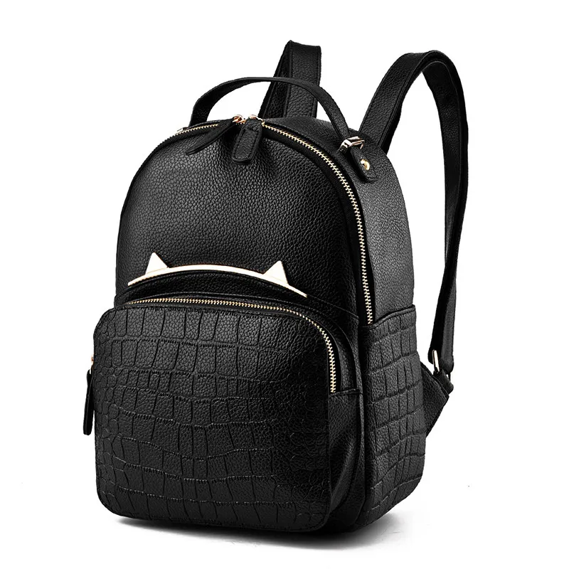 

Trendy New Backpack Fashion Crocodile-print Sweet Style Bag Cartoon Ear Pattern Women Designer Casual Bag Cheap Travel Bag