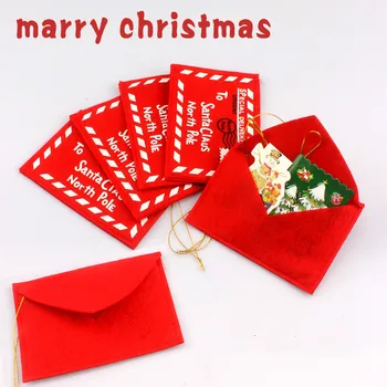 

5pcs Red Letter To Santa Claus Felt Envelope Embroidery Christmas Ornament Christmas Tree Pendant for New Years E