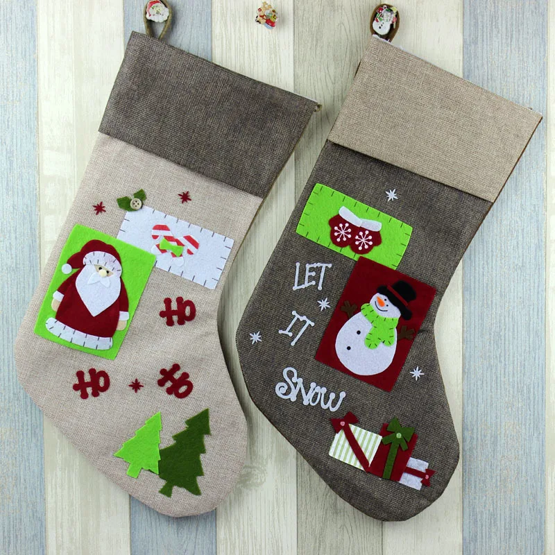 Lovely Large Size Felt Christmas Stocking Elf Foot Xmas Decoration Ornaments Socks Santa Claus Gift Candy Bags For Children Lovely Large Size Felt Christmas Stocking Elf Foot Xmas Decoration Ornaments Socks Santa Claus Gift Candy Bags For Children
