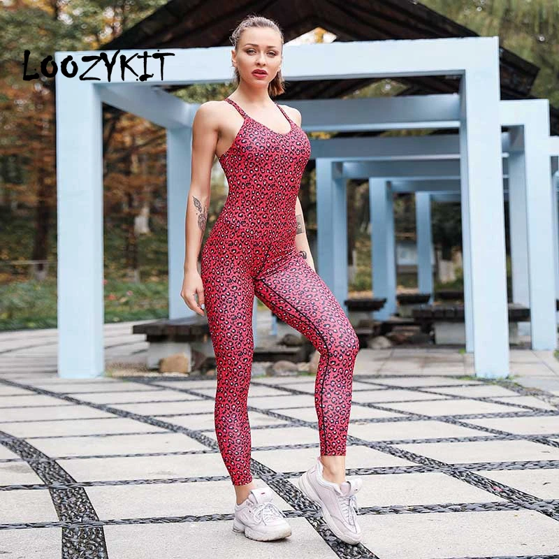

Loozykit Women's Sexy Yoga Jumpsuit Pants Push Up Slim Fitness Rompers Gym Running Sportswear Plus Size Sweatpants 2019