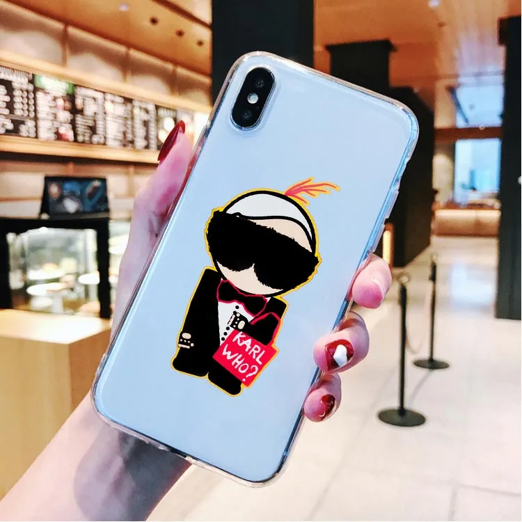 Karl Lagerfeld TPU Soft Clear Silicone Phone Case For Coque iPhone 7 7Plus 6 6s 8 8Plus 5s SE Cover For iphone X XS Max XR Cases