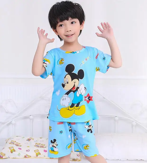 Un % A935 Venta caliente 2019 pijamas para niños de algodón de manga corta de verano niñas usan ropa de hogar conjunto de niños pantalones cortos conjuntos de ropa de dormir