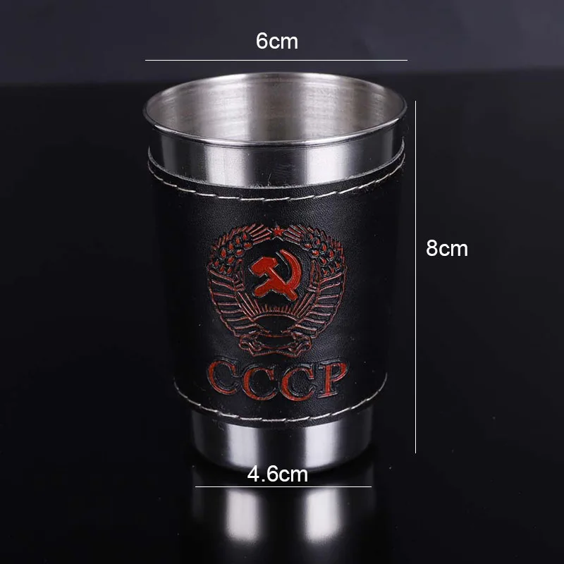 4 قطعة/الوحدة 170 ml في الهواء الطلق أدوات المائدة طقم أكواب السفر كوب التخييم من الفولاذ المقاوم للصدأ مع الأسود بو الجلود المحمولة النبيذ ويسك...