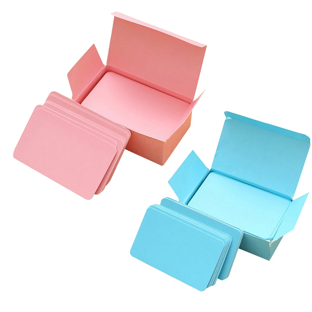 2 Boxes Pink + Blue Paper Blank Index Flash Cards DIY Message, 90 Sheets