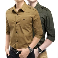 Однотонные мужские рубашки с длинным рукавом slim fit рубашки-карго Мужская Блузка модные повседневные рубашки homme хаки армейский зеленый xxxl