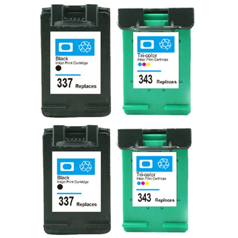 

4 pcs For HP 337 343 Ink cartridge For HP337 343 Photosmart C4180 C4190 2575 8050 D5160 Deskjet 6940 D4160 Printer