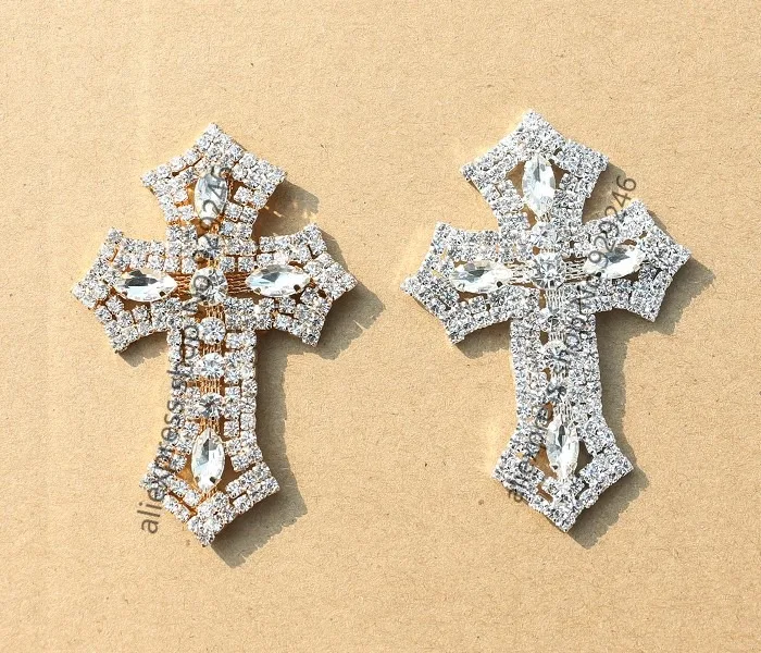 1 шт./лот популярный стиль крест форма Блестящие Кристаллы Стразы Золотая