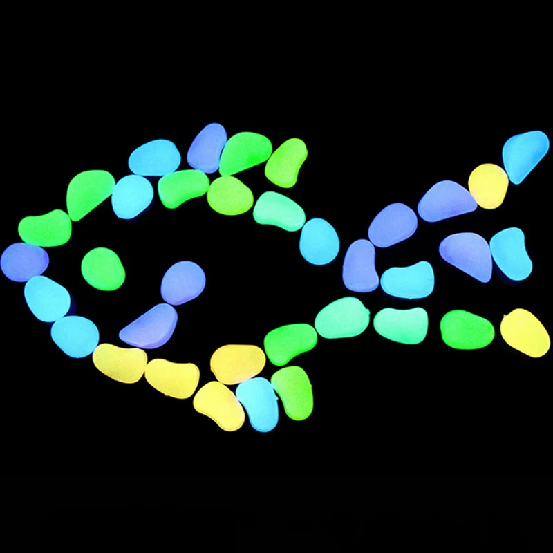 JX-LCLYL 100Pcs Glow in the Dark Pebbles Home Garden Walkway Aquarium Fish Tank Stone
