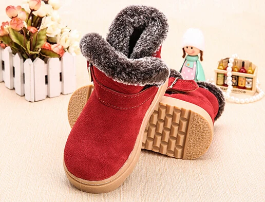 WEONEDREAM/детская обувь из воловьей кожи; хлопковая обувь для мальчиков и девочек; теплые ботинки для отдыха; зимние Ботинки Martin для маленьких мальчиков и девочек - Цвет: red