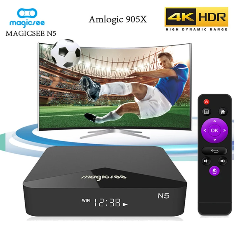 Умная ТВ приставка Magicsee N5 Amlogic S905X 2 4G/5G dual wifi Android 7.1.2 телеприставка Гб 16 100 м BT4.1