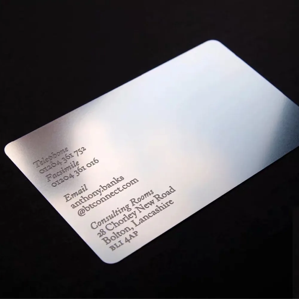 100pcs/lot 0.3mm thickness Blank stainless steel/metal business card mirror finish with price