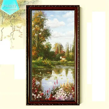 

PSHINY 5D DIY Diamond embroidery lake scenic Pictures home decoration full round display rhinestone Diamond painting cross stich
