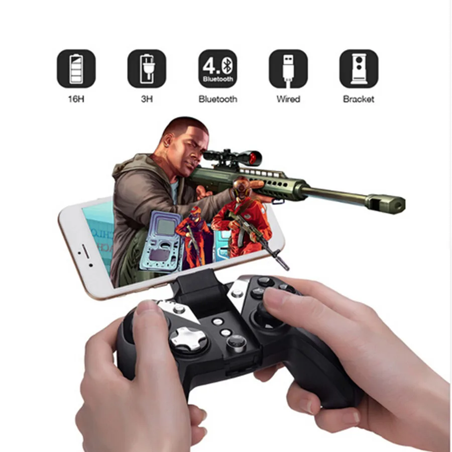 

GameSir G4 Wireless Bluetooth Controller For PS3 Smartphone Tablet PC Games Wired Gamepads Gaming Joystick Built-in Phone Holder