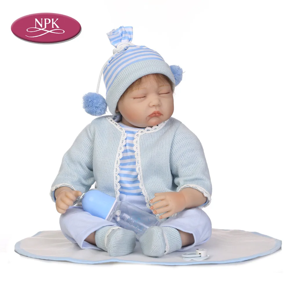 NPK 55CM Silicone Baby Reborn Doll 22 inch Soft Cloth Body Newborn Babies DOll Lifelike Rooted Hair Bebe Alive Doll Child Gift (2)