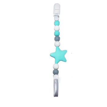

Five Star Silicone Beads Teething Personalised Newborn Baby Feeding Pacifier Clip Chain Nipple Teether Holder Chain