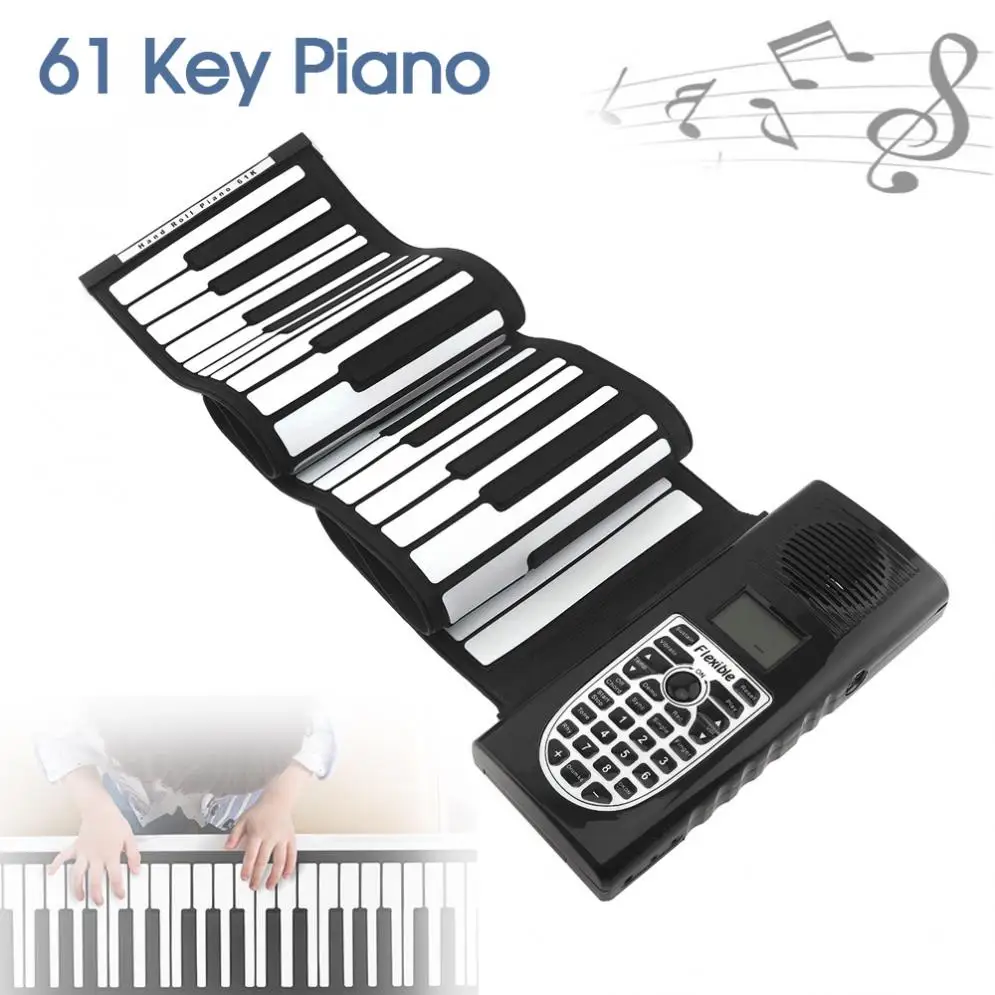  61 Keys 128 Tones USB MIDI Output Roll Up Piano Electronic Portable Silicone Flexible Keyboard Orga