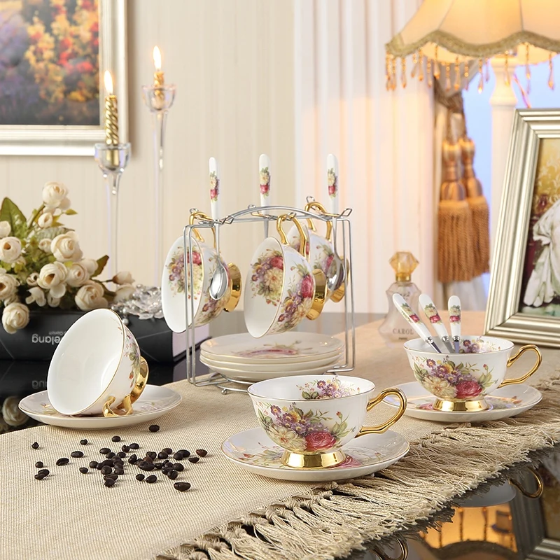 

Yolife Ceramic Cups And Saucers Bone China Creative Coffee Cup Set Afternoon Black Tea Set Porcelain Teacup Beatiful gift