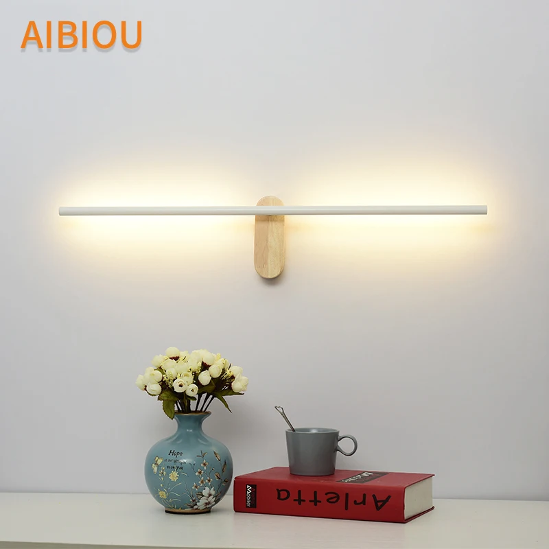 AIBIOU современный светодиодный настенный светильник s для ванной комнаты, белый зеркальный светильник, Настенный бра, Деревянный светильник для спальни, настенный прикроватный светильник