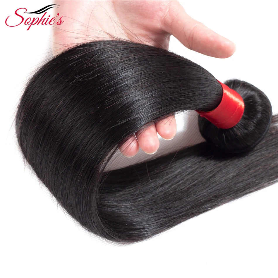 Sophie's Brazilian Straight Human Hair Bundles With Closure Natural Color 3 Bundles With Closure Hair Weave Free Shipping remy