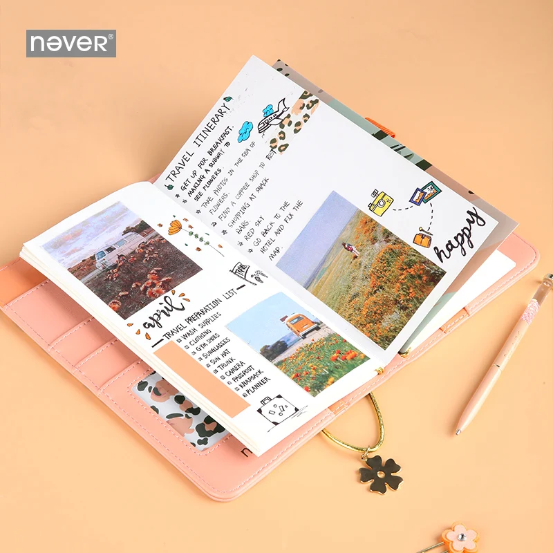 Never Leopard Grain Travelers notebook Jours стандартный размер Binder наклейки для дневника девочки подарок Школьный набор канцелярских принадлежностей