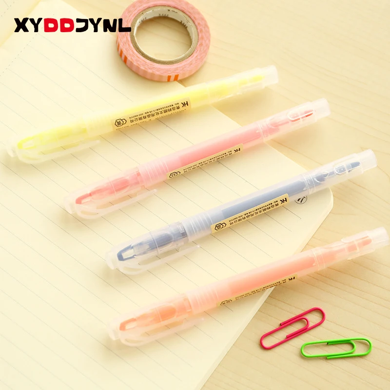 

2 X Creative Highlighter Double-headed Pens Design Markers Fluorescent Pen Stationery Scrapbook Material School Supplies