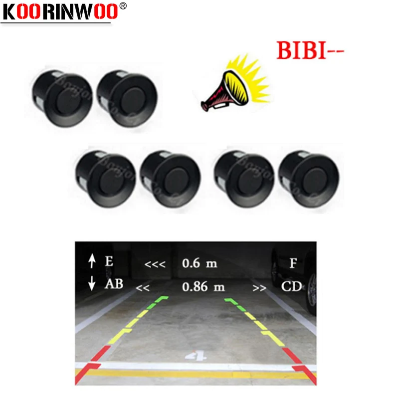 

Koorinwoo Parktronic Car Parking Sensors 6 Probes Front Back Alarm Buzzer Parking Indicator For Rear View camera Jalousie System