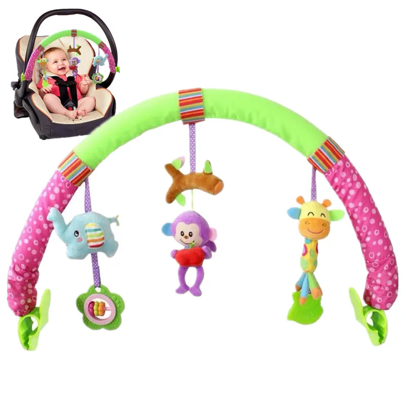 

Seat Arch Along baby bed stroller car clip lathe hanging Rattle Bell forest Animal plush Removable infant toy 20%Off
