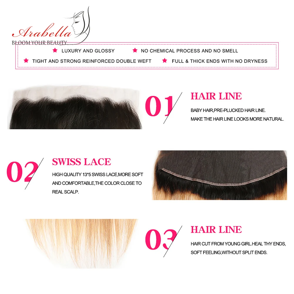 Arabella Hair Brazilian Straight Hair Bundles With Lace Frontal 1b/27 Remy 100% Human Hair Extension Ombre Frontal With Bundles Arabella Hair Brazilian Straight Hair Bundles With Lace Frontal 1b/27 Remy 100% Human Hair Extension Ombre Frontal With Bundles